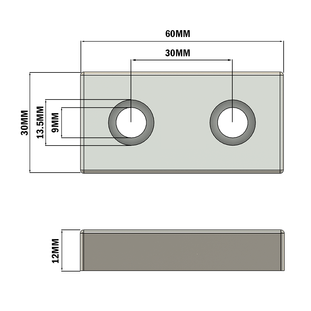 32-3060WS-3SS MODULAR SOLUTIONS MOUNTING PLATE 30MM X 60MM NO CENTER HOLE